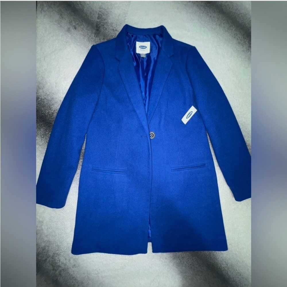 Old Navy Royal Blue Button-Down Wool Coat | Size Small